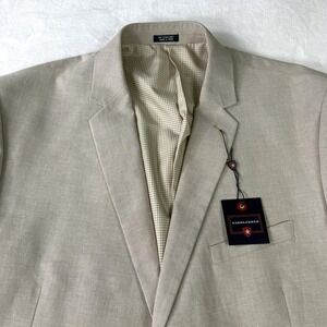Saddlebred Blazer Men's 50R Seersucker Gingham Tan 100% Cotton Sport Coat NWT